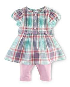 Ralph Lauren Childrenswear Infant Girls Madras Dress & Leggings Set 