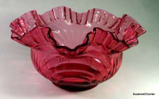 Vintage Fenton Ruby Overlay Cranberry Glass Reverse Drapery Bowl 