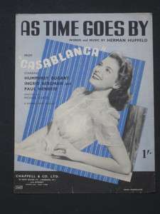 CASABLANCA  40s Rare Film Sheet music AS TIME GOES BY Ingrid 