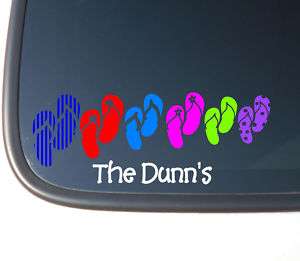 Flip Flop Family Personalized Vinyl Car Decal Sticker  