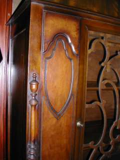   Walnut China Cabinet w/Great Detail & Front Glass Door w/Insert  
