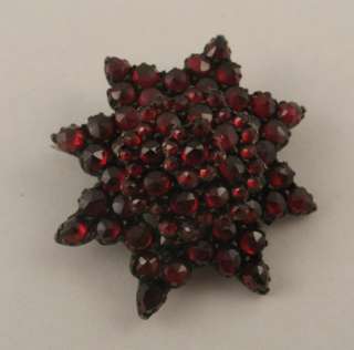 NICE Victorian Antique Czech Bohemian Garnet Star Mourning Pin  