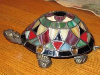 Quoizel Rainbow Stained Glass Turtle Electric Night Light Accent Table 