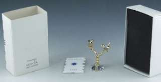   Lencia Austrian Lead Crystal Sparrows 22k Gold Plated Figurine  