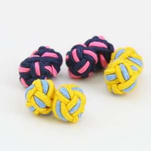  yellow, navy pink silk knot cufflink for men with Gift Box Wholesale 