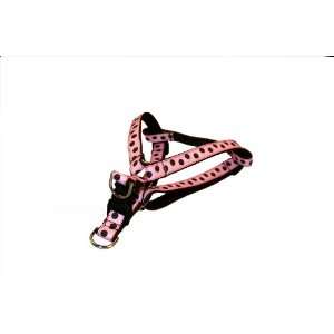  Medium Pink Polka Dot Dog Harness 3/4 wide, Adjusts 18 