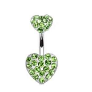 Body Accentz™ Belly Button Ring Navel Double Gem Heart Body Jewelry 