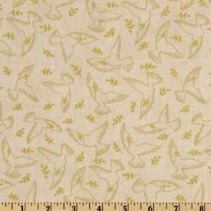  44 Wide Metallic Outline Dove Cream Fabric By The Yard 