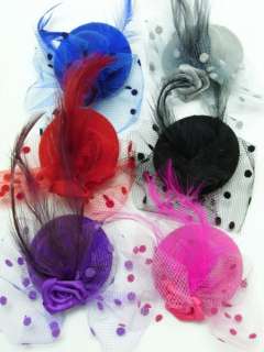 Hair Fascinators mini Hat and Rose hair accessories all colours clip 