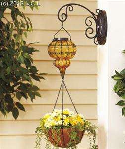   GLASS PLANTER W/HANGING COCO BASKET FOR PORCH, GARDEN OR PATIO  