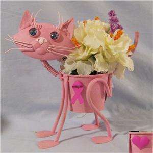 Mini Pink Ribbon or Heart Cat Planter Container 693061326082  