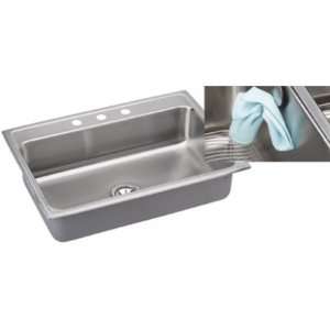   Lustrous Highlighted Satin Kitchen Sink 4 Hole Drop In (Top Mount