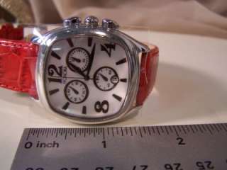 Authentic HONORA Ladies Fashion CHRONOGRAPH Stainless MOP Red WATCH 