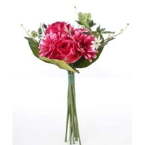 com Sweet Bouquet of Artificial Silk Fuchsia Roses and Gerbera Daisy 