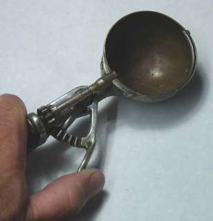 Rare old brass & wood Argentine Ice cream spoon scoops  
