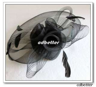 Organza Flower Style Veil Feather Party Lady Millinery Fascinator Hat 
