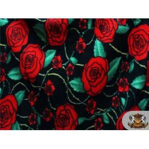  Fleece Printed ROSES AND TORNS Fabric sold by the yard 