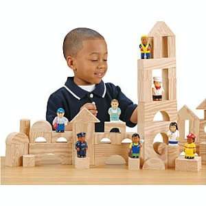  Wood Look Foam Blocks with Soft Workers Toys & Games