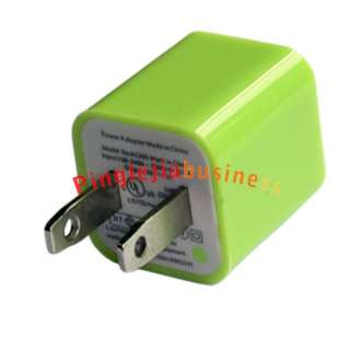 Green US AC to USB Power Charger Adapter Plug For iPod iPhone 2P Plug 