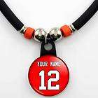 Personaliz​ed Red Sports Jersey Necklace With Your Name 