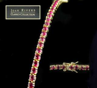 Joan Rivers 14KT Gold HGE Simulated Ruby Encrusted Tennis Bracelet 