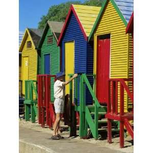 Colourfully Painted Victorian Bathing Huts in False Bay, Cape Town 
