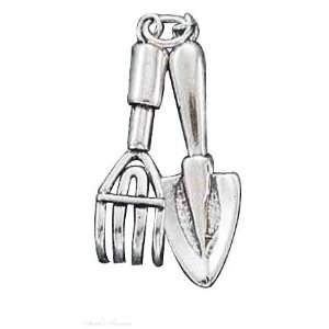  Sterling Silver Garden Rake And Trowel Charm Jewelry