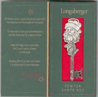 Longaberger 2003 Pewter SANTA KEY Ornament  
