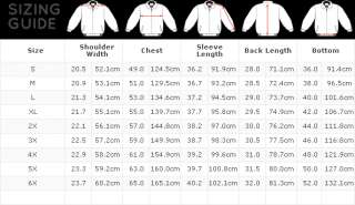   measurements of the jacket are exactly as found in the above chart