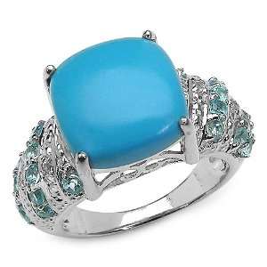  5.94 Carat Turquoise Ring with 1.06 ct. t.w. Multi Gems in 