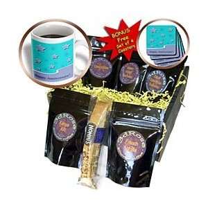  Lavender Stars on Aqua Blue Happy Anniversary   Coffee Gift Baskets