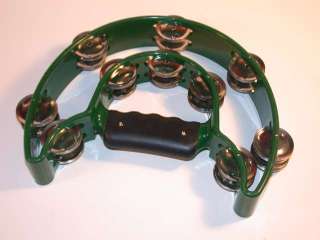 NEW Double D Tambourine, Green, 40 Jingles, Tamborine, Half Moon 