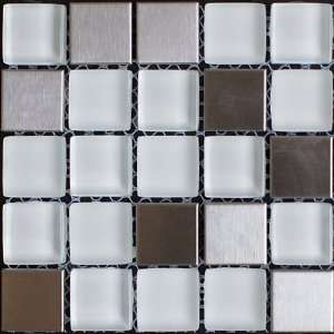   12 Inch Decorative Mosiac Bullnose White Glass Tile (10 Sq. Ft./Case