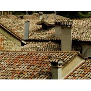  Rooftops Covered with Terra Cotta Roof Tiles, Asolo, Italy 