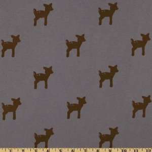  58 Wide Sweatshirt Fleece Baby Deer Grey/Brown Fabric By 