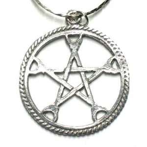  Pentacle with Crescent Moon Points Necklace Charm Pentagram Pendant 