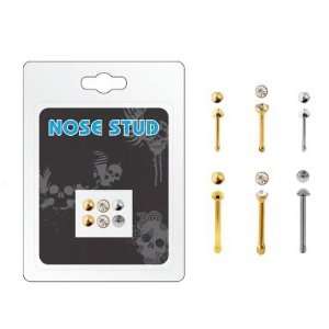   Gold Plated Dome Nose Stud Nose Pack   6pcs/pack   Multi Packs