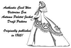 Pattern Civil War Antebellum Paletot Jacket Draft 1865  