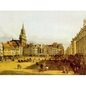 Dresden, Altmarkt by Bernardo B. Canaletto. Size 39.25 X 