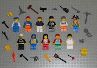 Lego MINIFIGURES Lot 11 People Police Girl Pirate Space City Toys Guys 