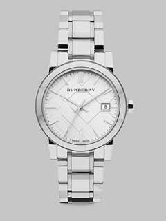 Burberry   Check Stamped Stainless Steel Watch