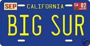 BIG SUR 1982 California aluminum License plate  