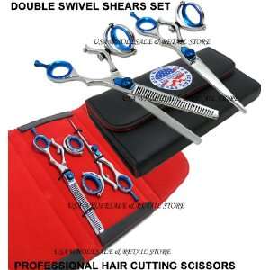   Double Swivel Thumb LEFT HAND Hair Cutting Shears Scissors Set DS1LH