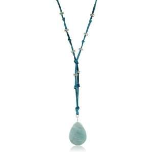 Ettika Leather ite Pendant Turquoise Color Necklace Silver 