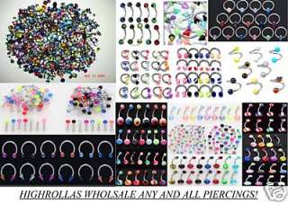 1000 Wholesale Body Jewelry Lot Belly Nose Lip Plugs CZ  