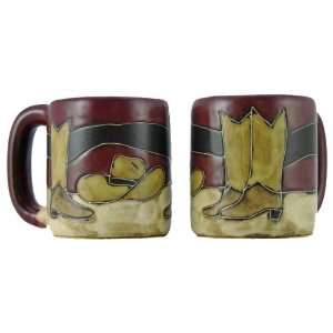   Cups Collectible Dinner Mugs   Cowboy Boots & Hat Design Kitchen