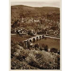 1925 Panorama View Bridge Heidelberg Germany VERY NICE   Original 