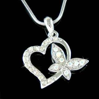Swarovski Crystal Valentine ~Love HEART BUTTERFLY Pendant charm 