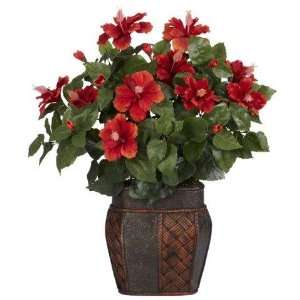   Exclusive By Nearly Natural Hibiscus w/Vase Silk Plant