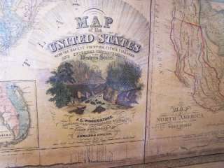 1845 Wall Map United States Phelps & Ensign 62x47 Orig  